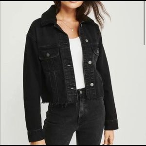Abercrombie & Fitch Black Sherpa Denim Jacket